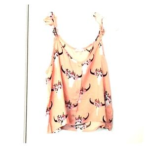 Altar'd State floral skull pink crop top